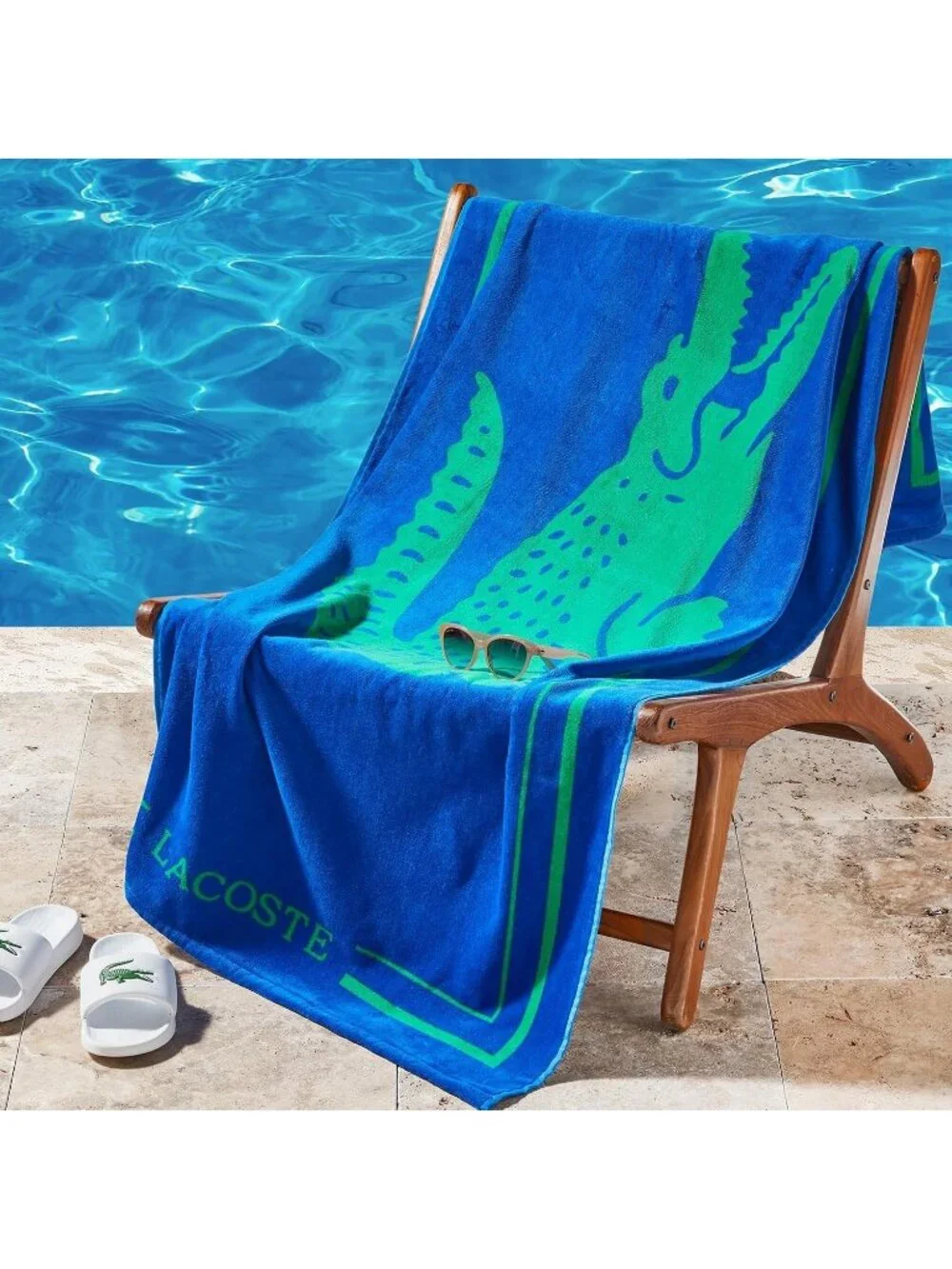 Lacoste Beach Towel Big Crocodile Print Oversized 36